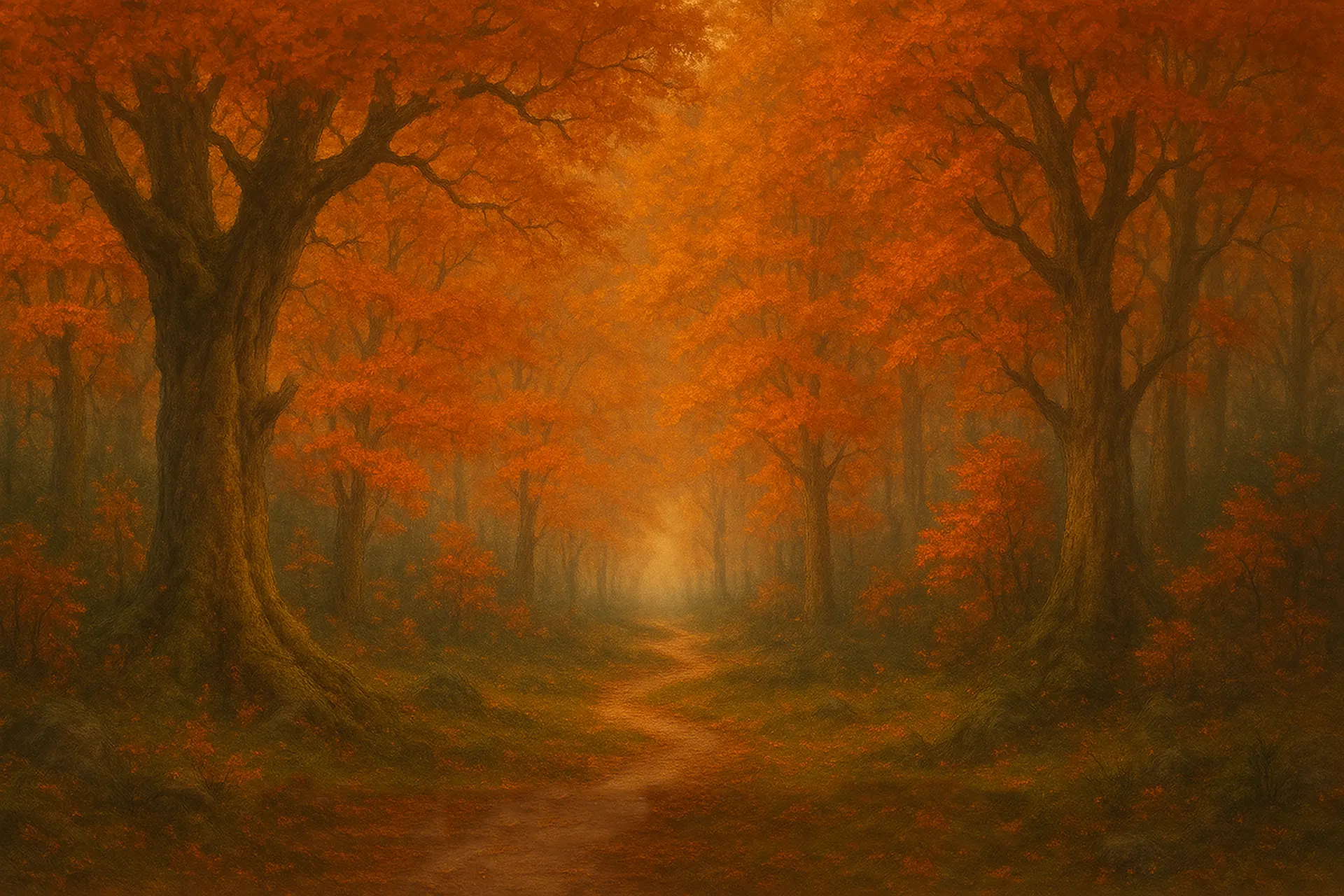Autumnal view down a wooded track